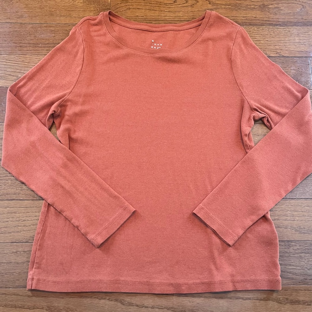 Women’s A New Day Brunt Orange Ribbed Top